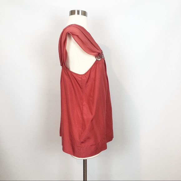 BCBG MaxAzria Coral Silk Embroidered Top Small - Picture 2 of 8